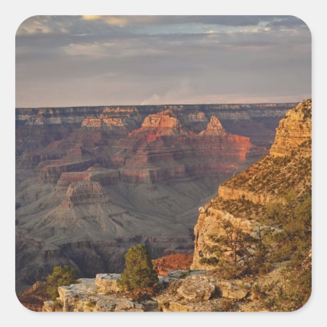 Grand Canyon from the south rim at sunset, 2 Square Sticker (Front)