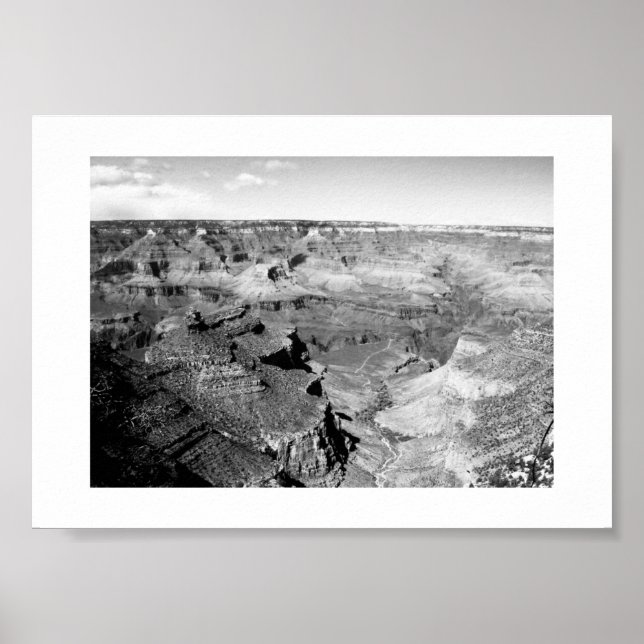 Grand Canyon Horizon Black and White Photography Poster (Front)