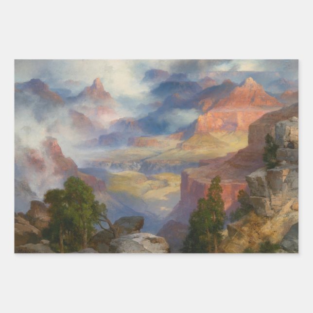 Grand Canyon in Mist (by Thomas Moran) Wrapping Paper Sheets (Front)