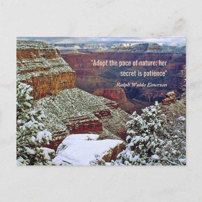 Grand Canyon in Winter with Emerson Quote Postcard (Front)