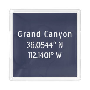 Grand Canyon Latitude Longitude Acrylic Tray