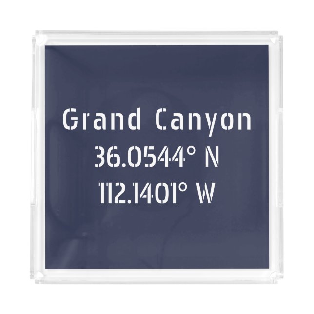 Grand Canyon Latitude Longitude Acrylic Tray (Front)
