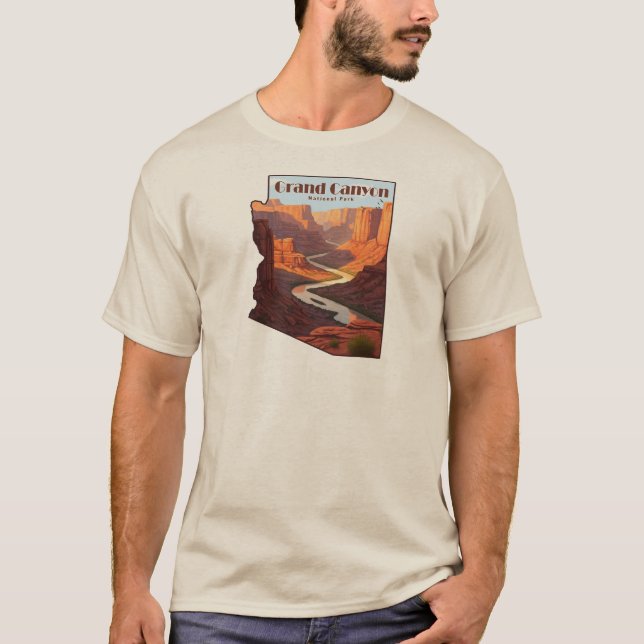 Grand Canyon National Park Arizona Map T-Shirt (Front)