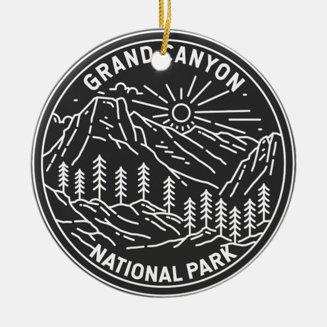 Grand Canyon National Park Arizona Monoline Ceramic Ornament (Front)