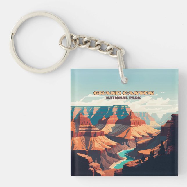 Grand Canyon National Park Arizona Retro Keychain (Front)