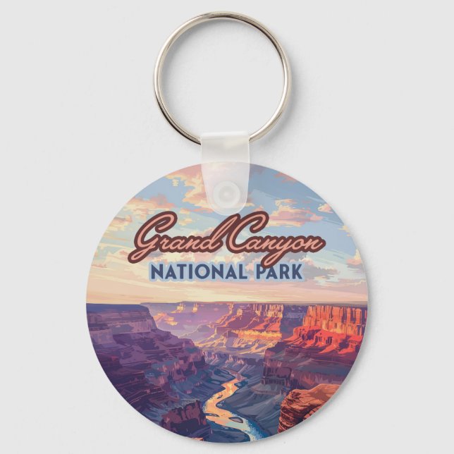 Grand Canyon National Park Arizona Retro Keychain (Front)
