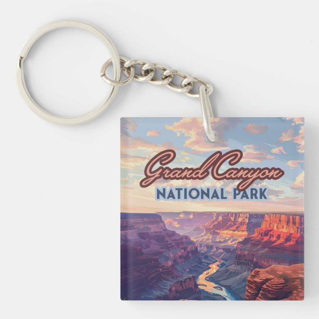 Grand Canyon National Park Arizona Retro Keychain (Front)