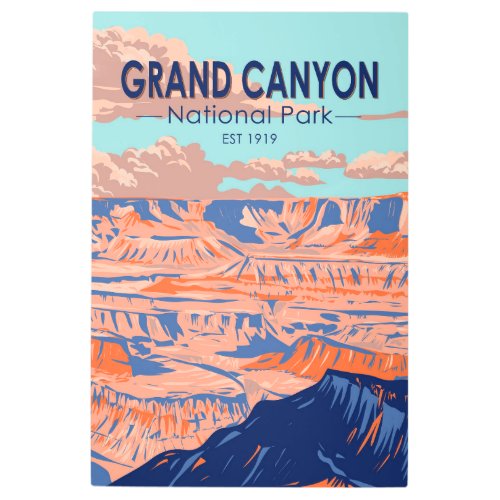  Grand Canyon National Park Arizona Vintage Metal Print