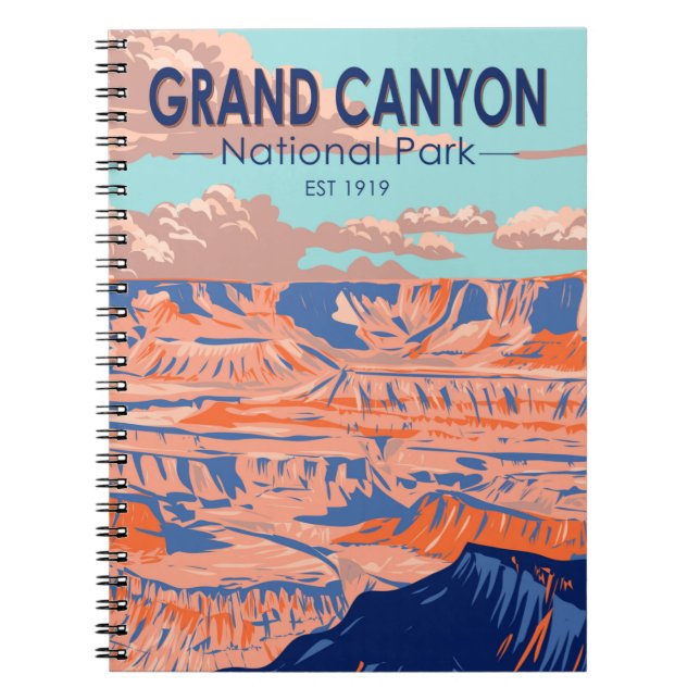  Grand Canyon National Park Arizona Vintage Notebook (Front)