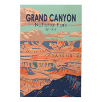 Grand Canyon National Park Retro Travel Stretched Canvas Wall Art
