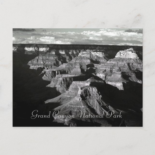 Grand Canyon National Park Black and White Post Postcard (Front)