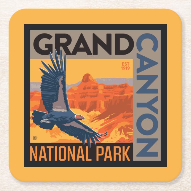 Grand Canyon National Park | Condors Square Paper Coaster (Front)