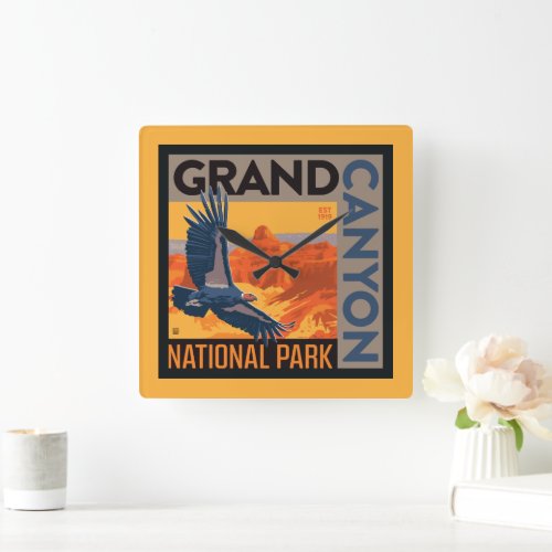 Grand Canyon National Park  Condors Square Wall Clock