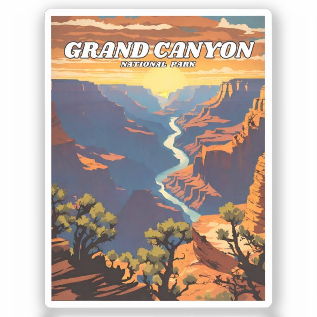 Grand Canyon National Park illustration retro Sticker (Front)