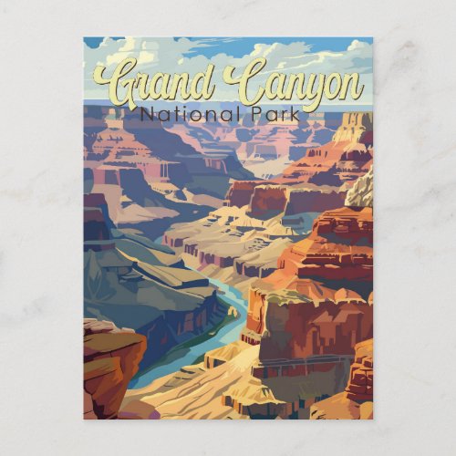 Grand Canyon National Park Illustration Travel Art Postcard