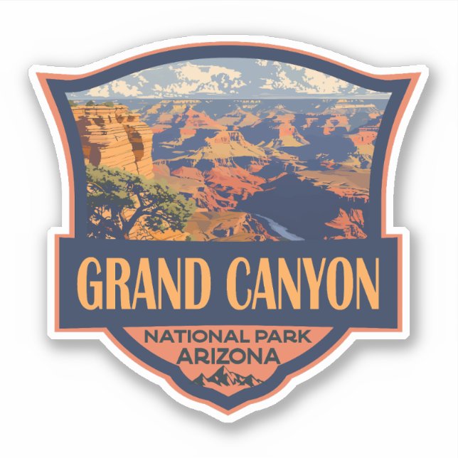Grand Canyon National Park Illustration Travel Art Sticker (Front)
