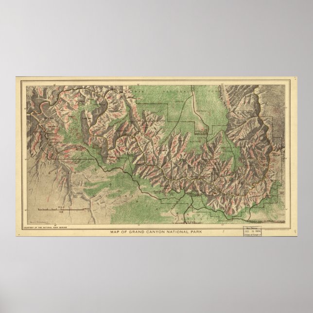 Grand Canyon National Park Map 1926 Poster (Front)