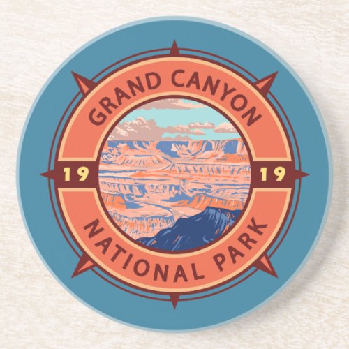 Grand Canyon National Park Retro Compass Emblem Coaster