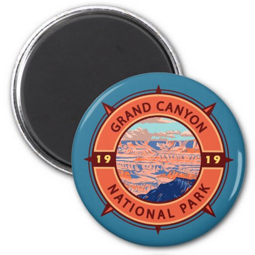 Grand Canyon National Park Retro Compass Emblem Magnet