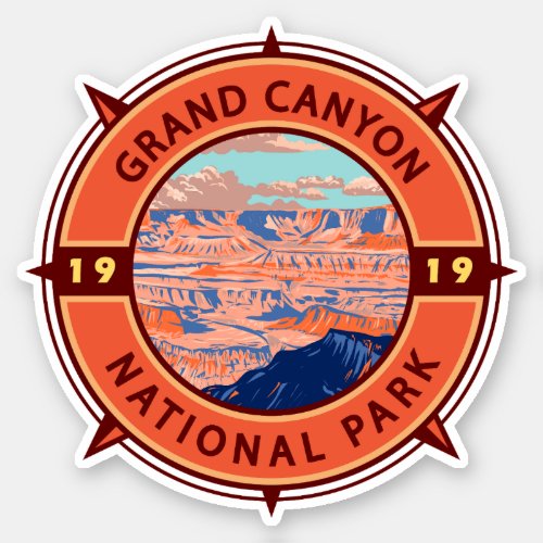 Grand Canyon National Park Retro Compass Emblem Sticker