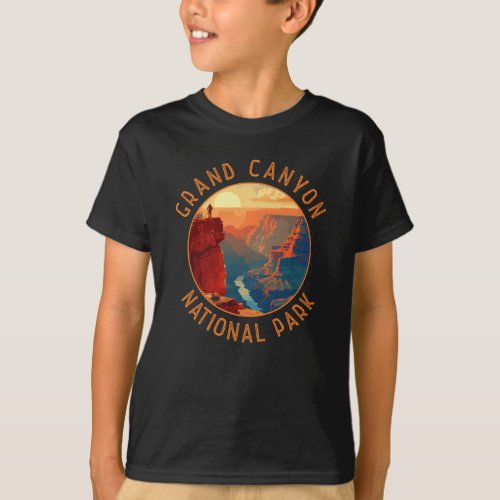 Grand Canyon National Park Retro Distressed Circle T_Shirt