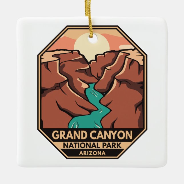 Grand Canyon National Park Retro Emblem Ceramic Ornament (Front)