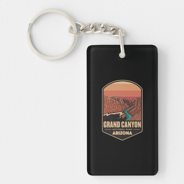 Grand Canyon National Park Travel Hiking Logo Keychain (Front)