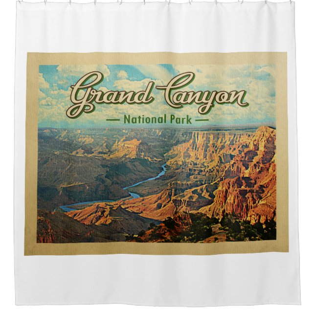 Grand Canyon National Park Vintage Travel Shower Curtain (Front)