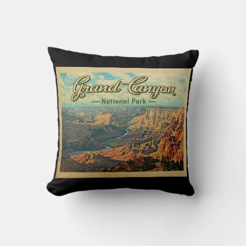 Grand Canyon National Park Vintage Travel Throw Pillow