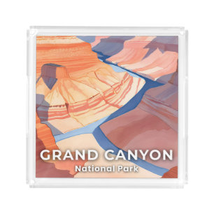 Grand Canyon National Park Watercolor Travel Acrylic Tray