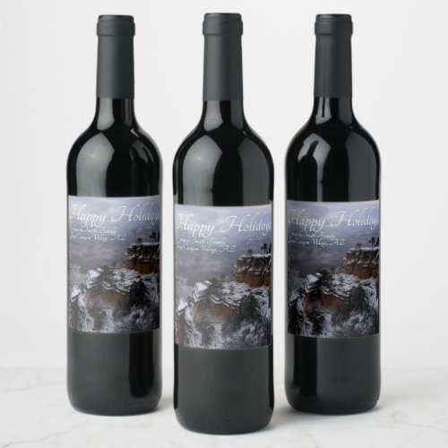 Grand Canyon National Park Winter Happy Holidays Wine Label