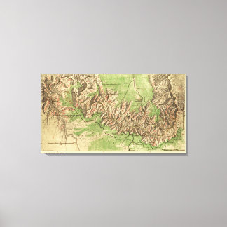 Grand Canyon National ParkPanoramic Map Canvas Print