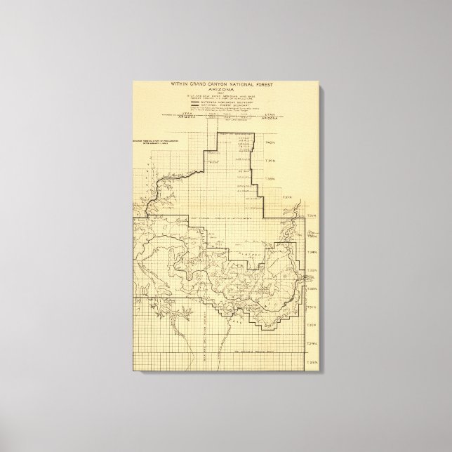 Grand Canyon National ParkPanoramic Map Canvas Print (Front)
