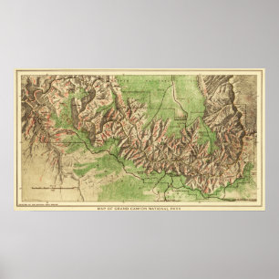 Grand Canyon National ParkPanoramic Map Poster