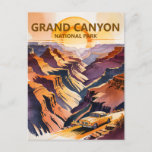 Grand Canyon Pastel Watercolor Vintage Road Trip Postcard