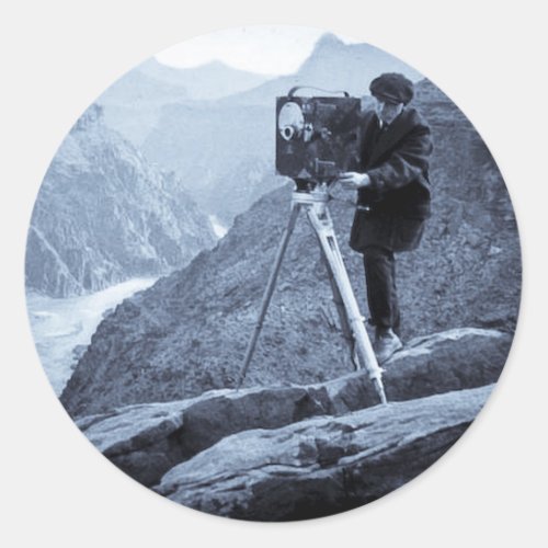 Grand Canyon Photographer Large Movie Camera Classic Round Sticker