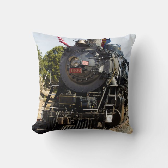 Grand Canyon Railway steam engine 4960 Throw Pillow (Front)