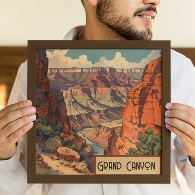 Grand Canyon Retro Travel Design Canvas Print (Creator Uploaded)