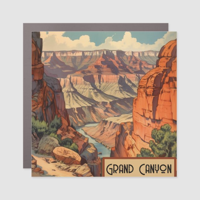 Grand Canyon Retro Travel Design Car Magnet (Front)