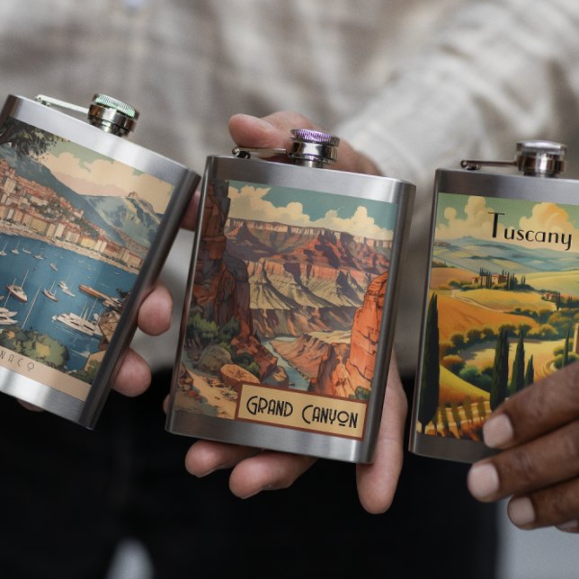 Grand Canyon Retro Travel Design Flask (Creator Uploaded)