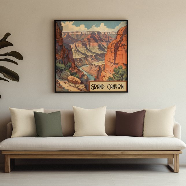 Grand Canyon Retro Travel Design Framed Art (Creator Uploaded)
