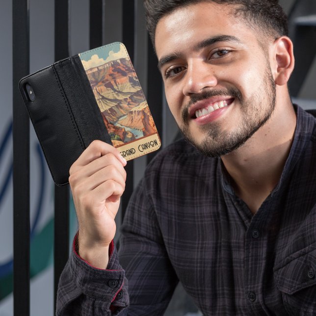Grand Canyon Retro Travel Design iPhone Wallet Case (Creator Uploaded)