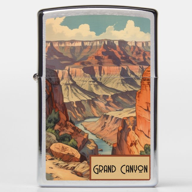 Grand Canyon Retro Travel Design Zippo Lighter (Front)