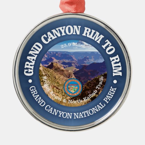 Grand Canyon Rim to Rim rd Metal Ornament