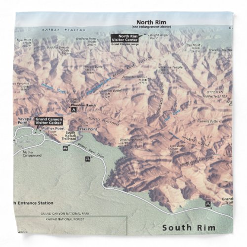 Grand Canyon South Rim map bandana