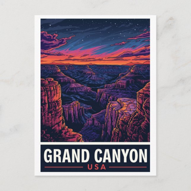 Grand Canyon Sunset Night Sky Postcard (Front)