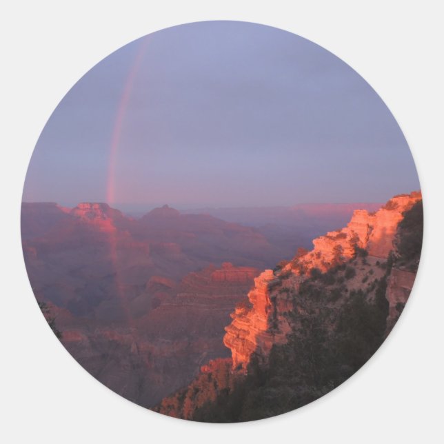Grand Canyon Sunset Rainbow Classic Round Sticker (Front)