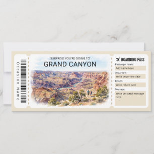 Grand Canyon Trip Boarding Pass Ticket Invitation