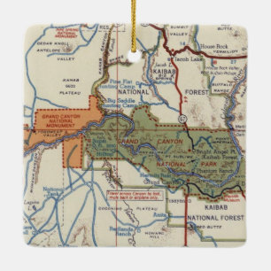 Grand Canyon Vintage Map Ceramic Ornament