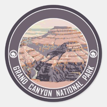 Grand Canyon Vintage Poster Design Classic Round Sticker by NationalParkShop at Zazzle